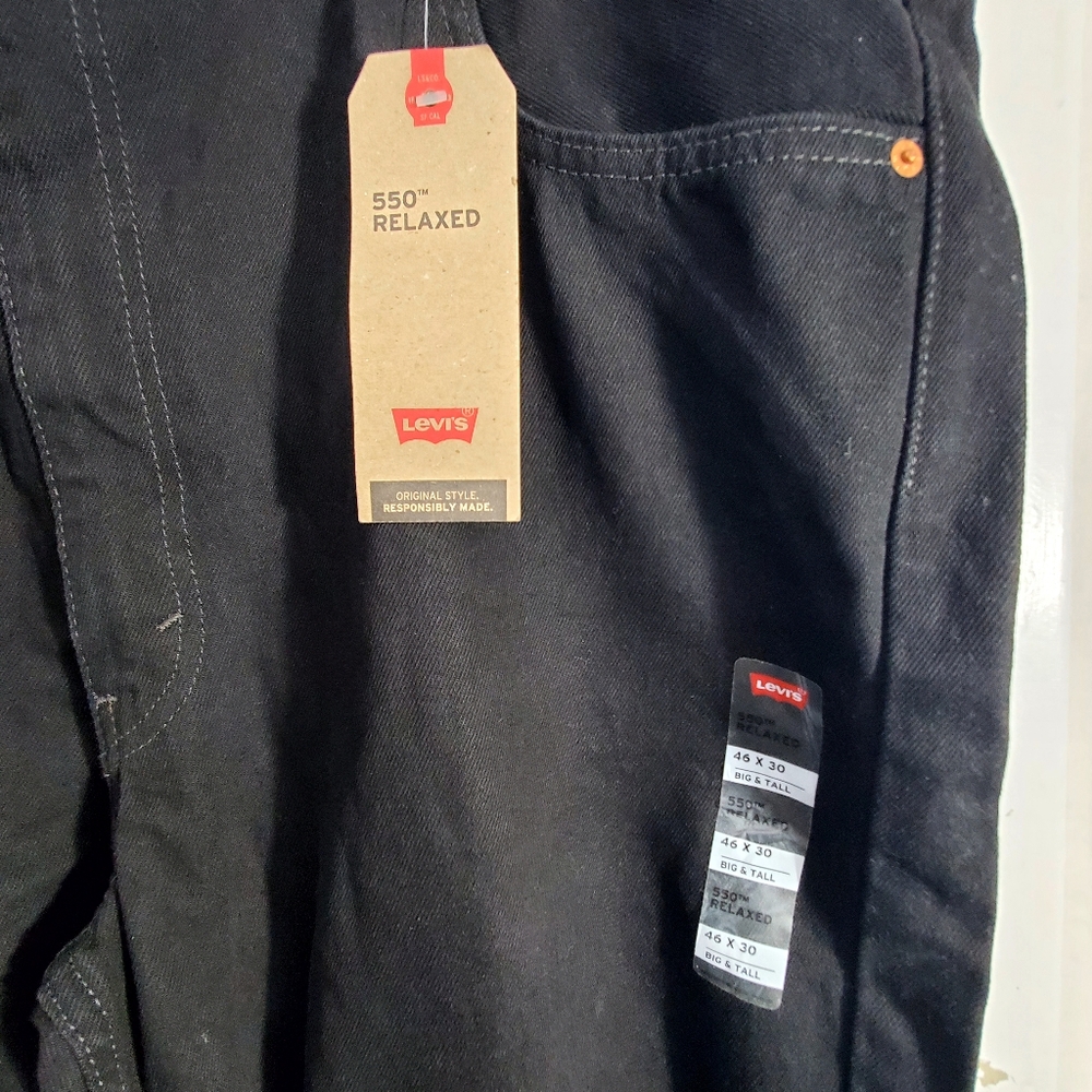 Levi's Men's 550 Relaxed Mid Rise Relaxed Fit Tapered Leg Jeans Black 46 X 30 - Picture 7 of 7